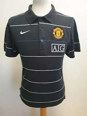 M715 Mens Nike Manchester United Man U Black Polo T Shirt Uk Small S Eu 46 • £10.39