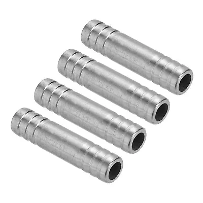 4 Pcs 1/2  Round Union Stainless Steel Hose Barb Splicer For Water Air Silver • $13.58