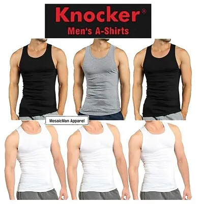 3 Pieces Knocker Men's Wife Beater Ribbed Undershirt A-Shirts Tank Top S-3XL • $12.95