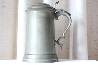 Antique James Dixon And Sons Lidded Pewter Glass Bottom Tankard C1860-1879 • $120