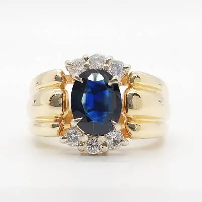 £1003.20 • Buy 1.08 Cts Oval Natural Sapphire And Diamond Engagement Ring 14k Yellow Gold B340