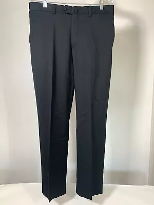 $56.69 • Buy LUXURY Domenico Vacca Black Wool Flat Front Dress Pants 34 50