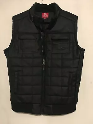 Ecko Unltd Black Vest Faux Leather Mens L Zipper Motorcycle  • $42