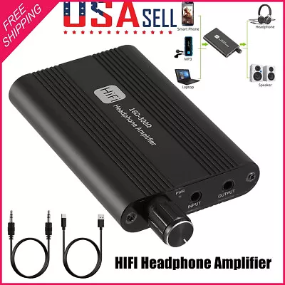 Portable HiFi Headphone Amplifier 3.5mm Stereo Audio Impedance 16-300Ω Headphone • $12.89