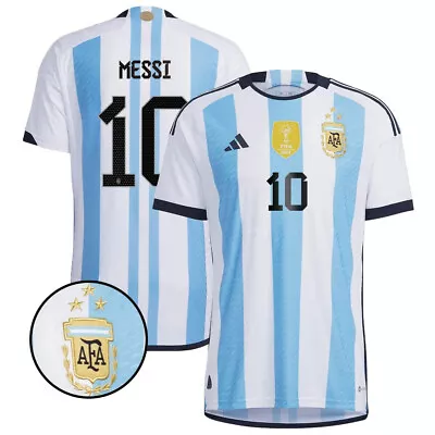 Lionel Messi #10 Argentina Champions Three Stars MEN Jersey Blue • $36.49