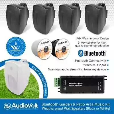 Outdoor Garden Patio Music Kit Bluetooth Wireless Streaming IP44 OnWall Speakers • £104.99