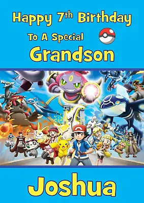 Pokémon Go Personalised A5 Birthday Card Son Grandson Brother Nephew Name Age • £2.95