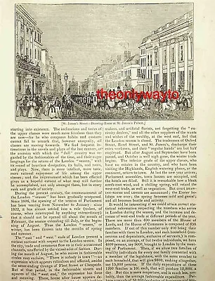 St James's Street Palace Drawing Room London Book Illustration (Print) 1837 • £15.97