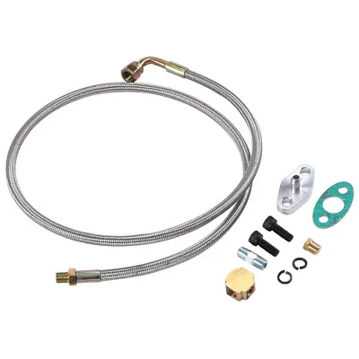 Turbo Oil Feed Line Kit Restrictor Flange 4AN AN4 90° Degree T3 T4E T66 T70 T72 • $18.99