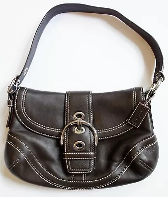 Vintage Y2K COACH Soho Chelsea F10909 Brown Leather Shoulder Baguette Bag Purse • $54.99