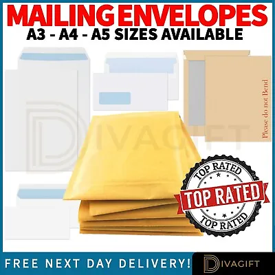 Strong Bubble Padded Envelopes White Letters Mail Bags Postal Mailer A2 A3 A4 A5 • £12.65