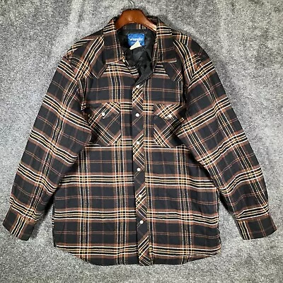 Wrangler Flannel Men’s Large Western Pearl Snap Quilted Lining Plaid Vintage • $22.99