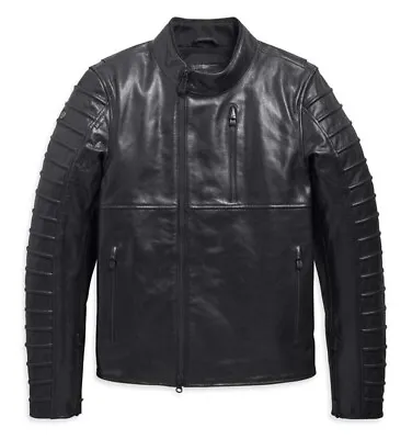 Harley Davidson Mens Ozello Perforated Slim Fit Leather Jacket Black 98006-20VM • $350