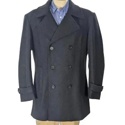 Jos A Bank Wool Grey Blend Pea Coat Jacket Sz XL EUC • $40.66