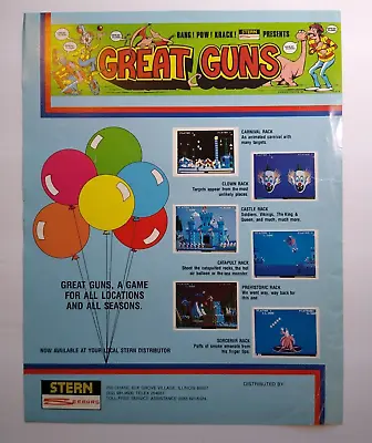 Great Guns Arcade Flyer 1983 Original Video Retro Game Artwork  8.5  X11  • $28.50