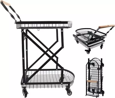 Grocery Utility Shopping Cart Collapsible Portable Rolling Trolley Heavy Duty • $58.99