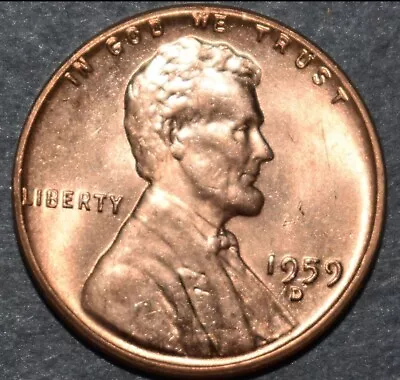 1959 D Lincoln Memorial Penny Brilliant Unc (BU) GEM OBW BUY 3 Get 3 1959 P Deal • $1.69