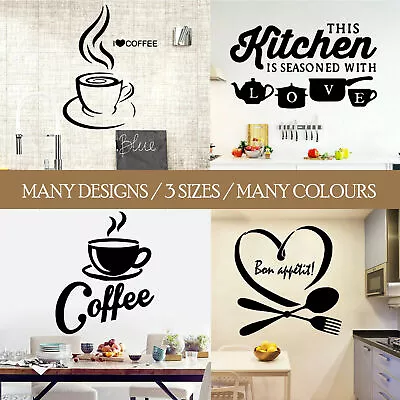 Wall Art Kitchen Coffee Vinyl Sticker Quote Mural Home Kitchen Decal Décor DIY • £4.51