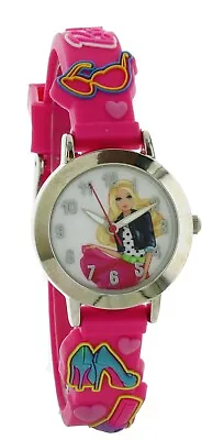 NIB Barbie Mattel Wristwatch Quartz Japan Movement Silver CASE Pink SILICON Band • $21.99