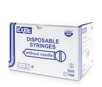 Exel 3ml (3cc) Luer Lock Syringe 100/Box 26200 • $21.84