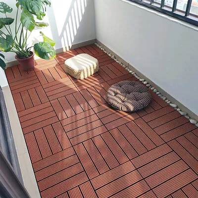 11x Retro Composite Click Decking Boards Garden Interlocking Tiles Deck Flooring • £35.95