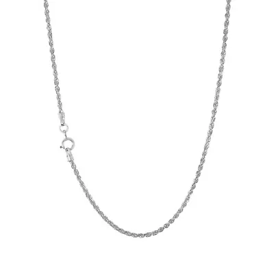 10K White Gold 1.5mm Diamond Cut Rope Chain Link Necklace Mens Womens 22  • $92