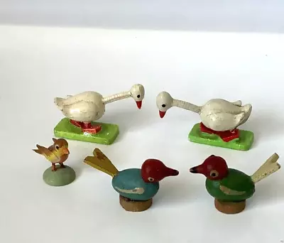 Vintage Erzgebirge  Mixed Lot Of Birds Older/ Western Zone Swans Germany Wooden • $6.50