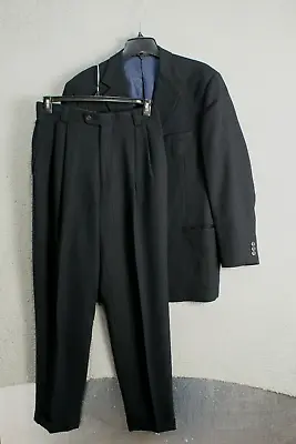 Versace V2 Suit Mens 42 Black 100% Wool Italian Pinstripe Jacket & Pants Men • $280