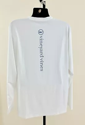 VINEYARD VINES PERFORMANCE Mens Large White Harbor Whale Dot Long Sleeve T-Shirt • $17.99