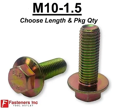 M10-1.5 Grade 8.8 Metric Flange Bolts Yellow Zinc (Choose Length & Qty's)  • $6.61