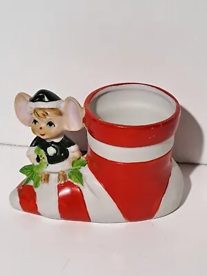Vintage Brinns Porcelain Anamorphic Christmas Mouse On Shoe Planter • $19.99