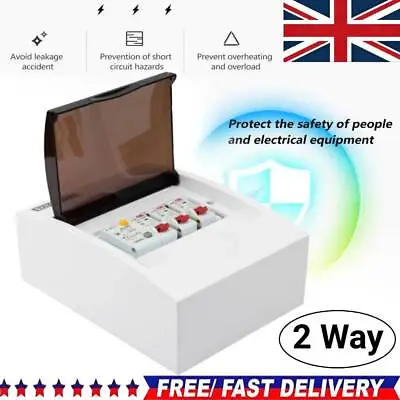 2 Way Caravan Garage Consumer Unit Enclosure Fuse Box 2MCB 40A 30mA RCD New UK • £17.49