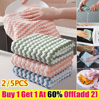 30cm 2/5X Kitchen Dish Cloths Cleaning Dishcloth Washing Up Absorbent Reusable. • £3.99