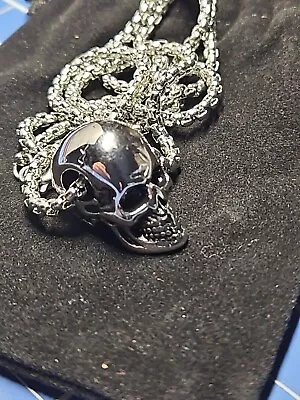 Gothic 925 Silver Skull Necklace Punk Women Men Party Band Jewelry Gift • $5