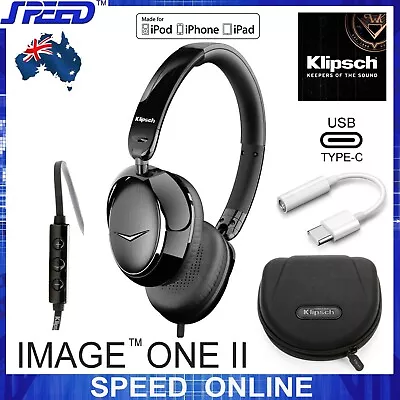 Klipsch Image ONE (II) Headphone With Mic - 3.5mm & IPhone15 USB-C Plugs - BLACK • $210