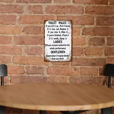 Vintage Toilet Rules Tin Wall Sign Bar Pub Bedroom Decorative Metal Plate Poster • $11.98