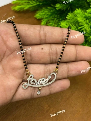 $8.11 • Buy Gold Plated Indian Love Mangalsutra Black Bead Bead Chain Women Jewelry Set