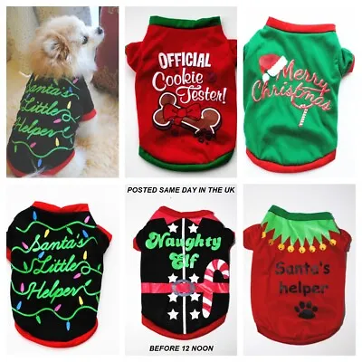 £4.99 • Buy TOY TINY BREAD Pet Puppy Dog Christmas T-shirt Jumper Jacket Elf Santa Outfit