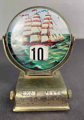 Vintage Two Side Tin Litho Perpetual Flip Table Calendar. Marine Decoration • $19.99