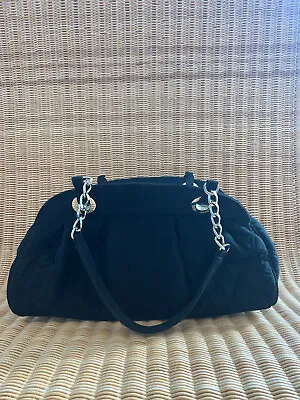 Vera Bradley Classic Black Trimmed Microfiber Tote Satchel Handbag • $21.75