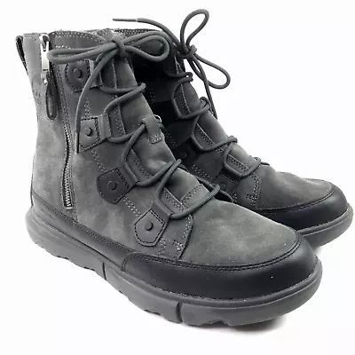 SOREL Men's 10 Black Gray Explorer Boot Dual Zip Waterproof New • $84.99