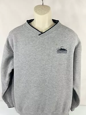 EMI Sports Wear Men Sweater Steamboatin American Queen V Neck Size XL Gray • $9.53