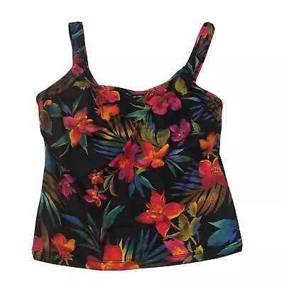 Vintage Tankini Top Medium Womens Swim Floral Tropical Hawaiian Swimwear Resort • $24.99