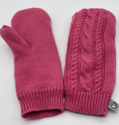 $20.97 • Buy Life Is Good Mittens Adult One Size Pink Cable Knit Lined Wool Acrylic Blend
