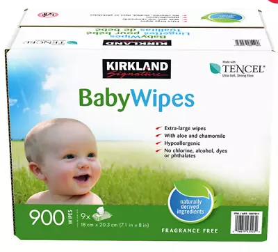 New Kirkland Signature™ Unscented Baby Wipes Ultra Soft Bulk 9 X 100ct Pack • $45.44