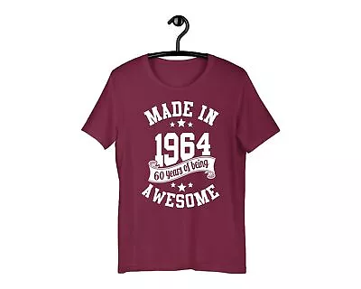 60th Birthday Gift T-Shirt Made In 1964 Tee 60 Years Awesome Sixty Men Women Top • £8.99