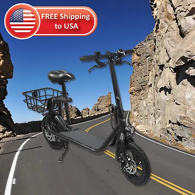 450W Folding Electric Scooter With Seat Off-Road Ebike Moped Commuter For Adult  • $358.99
