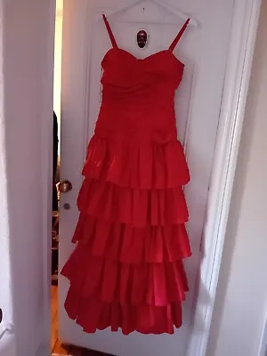Vintage Bernshaw Red Evening Party Prom Dress 1980s Size 10 12 • £25