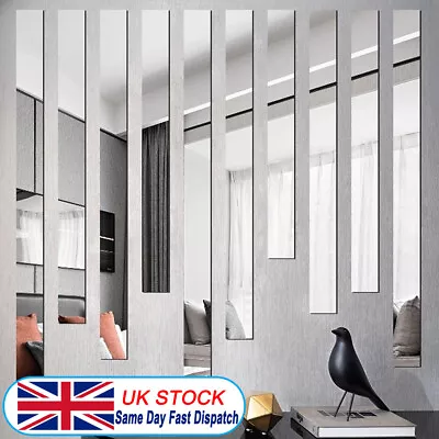 10-100Pc Glass Mirror Wall Sticker Self-adhesive Rectangle Stick On Decals Tiles • £1.89