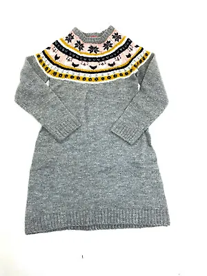 Girls Grey Pepperts Jacquard Fair Isle Patterned Soft Knitted Jumper Dress 4-14y • £9.99
